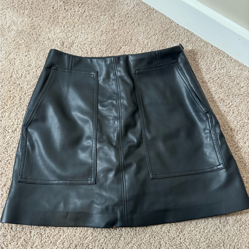 Black fake leather skirt